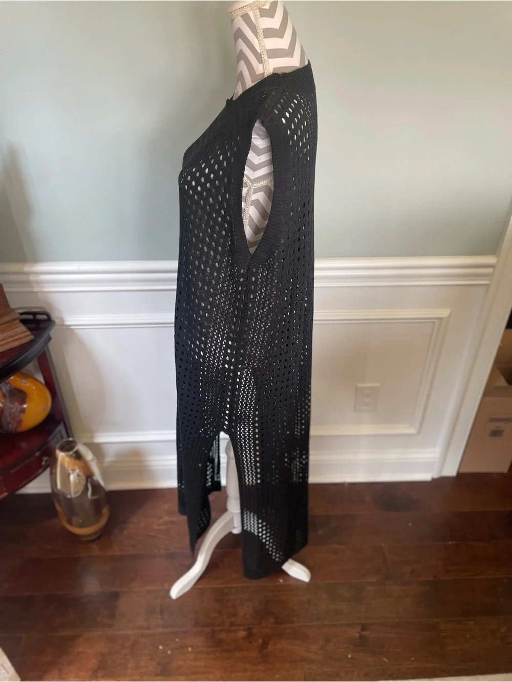 Black Crochet Maxi Dress Vest Size 2XL